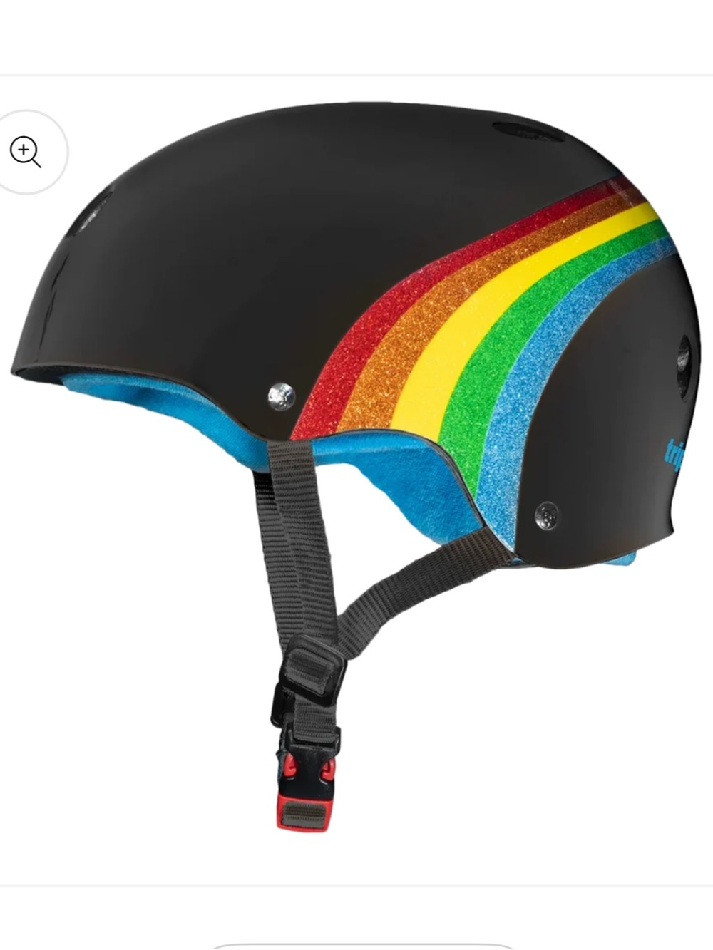 Kids Triple 8 Black Helmet with Rainbow Stripe
